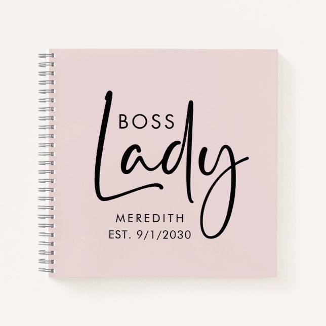 Boss Lady Logo Blush Pink Personalised Notebook (Front)