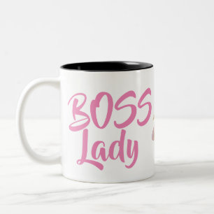 Boss Lady Mug – Pink Font Coffee Cup –