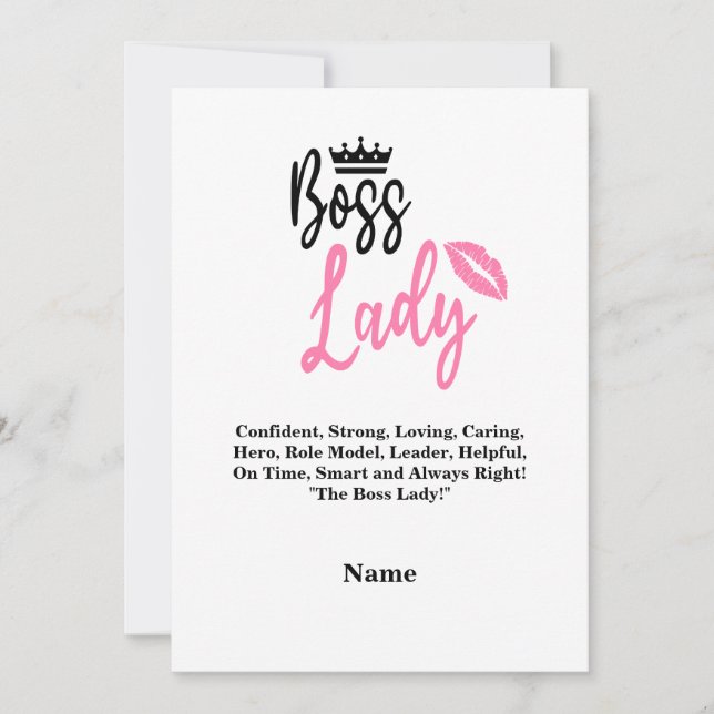 Boss Lady, Personalised Name Gift For Her Holiday Card (Front)