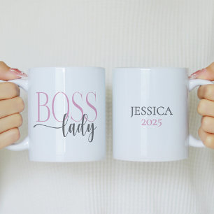Boss Lady Pink and Gray Coffee Mug