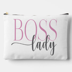 Boss Lady Pink and Gray Natural Accessory Pouch
