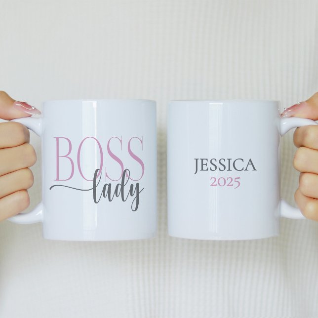 Boss Lady Pink and Grey Coffee Mug (Creator Uploaded)