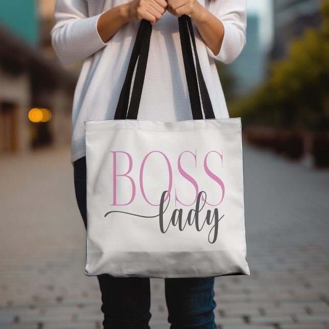 Boss Lady Pink and Grey Mousepad Tote Bag (Creator Uploaded)