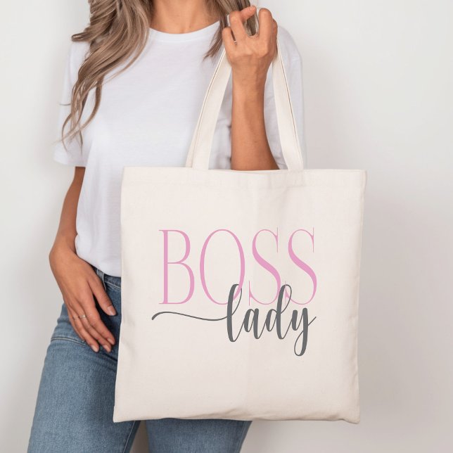 Boss Lady Pink and Grey Natural Tote Bag (Creator Uploaded)
