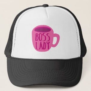Boss Lady pink Coffee Cup Trucker Hat