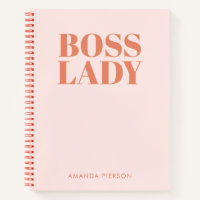 Boss Lady Pink Red Retro Calligraphy Notebook