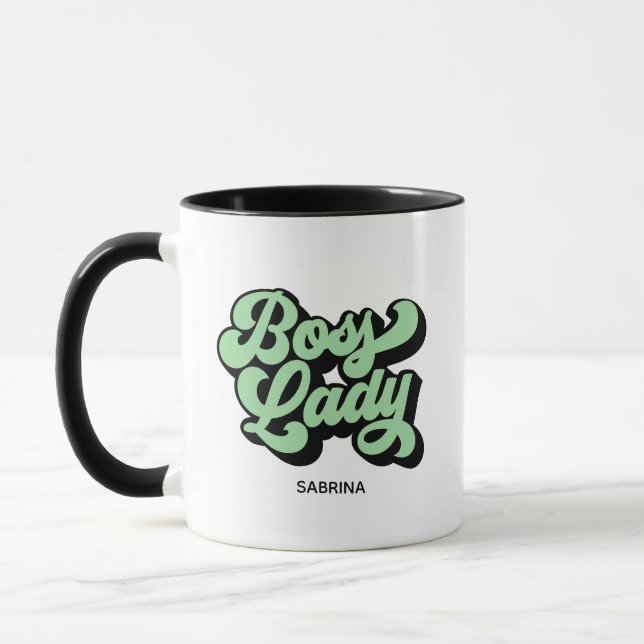 Boss Lady Retro Neo Mint Mug (Left)