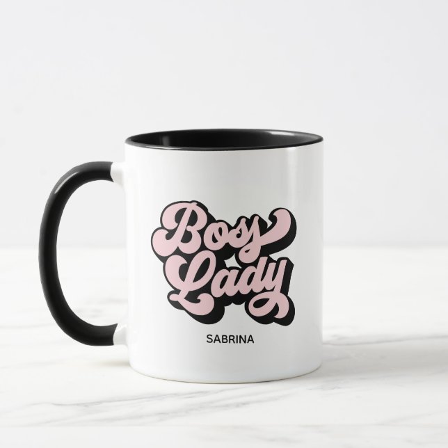 Boss Lady Retro Pink Mug (Left)