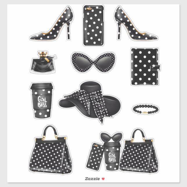 Boss Lady Sticker Decals Polk A Dot Decal Stickers (Sheet)