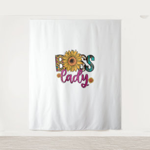 Boss Lady Sunflower Leopard Cow Print Empowering W Tapestry