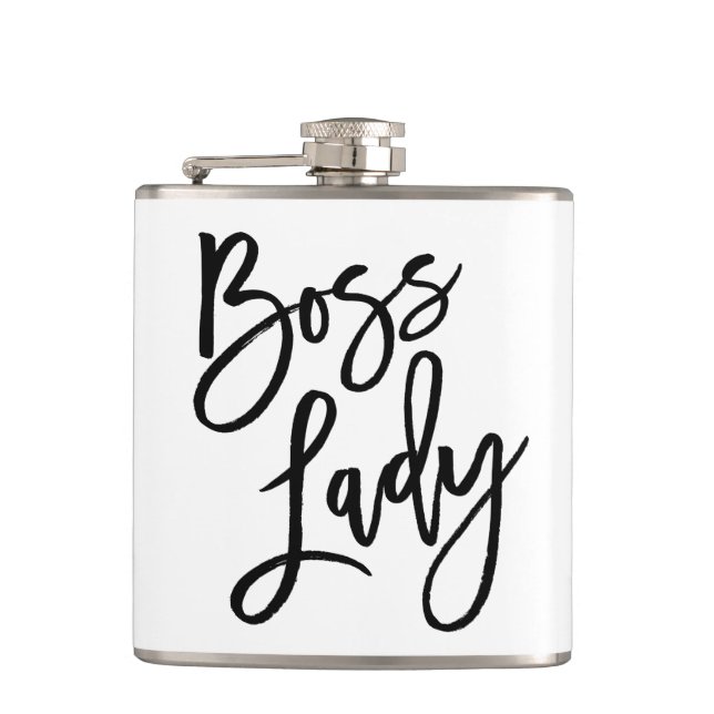 Boss Lady Trendy Lettering Hip Flask (Front)