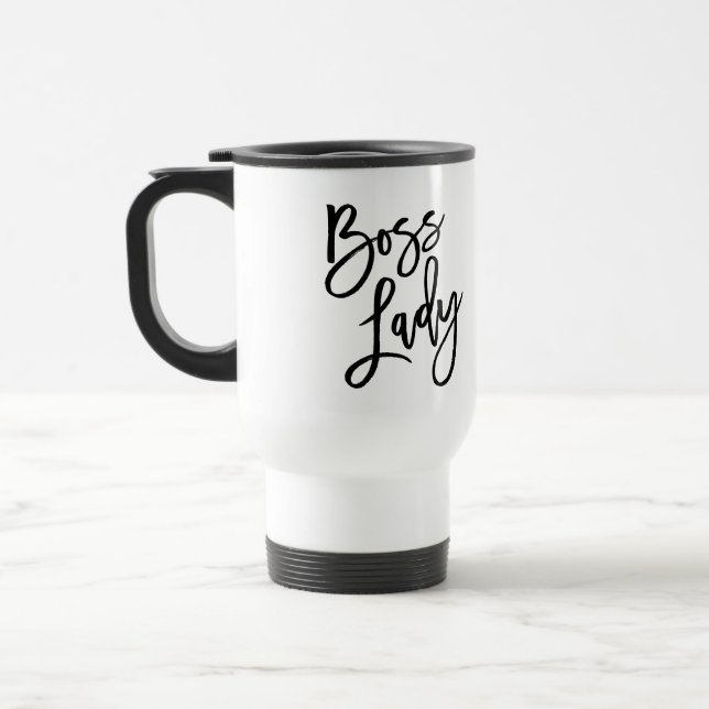 Boss Lady Trendy Lettering Travel Mug (Left)