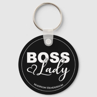 Boss Lady With Heart Personalised Keychain