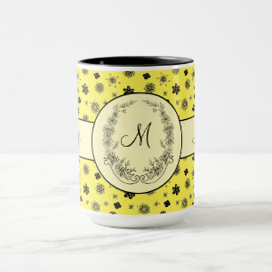 Boss Lady Yellow Black Monogram Ringer 15oz Mug