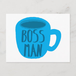 Boss Man with blue cup Postcard