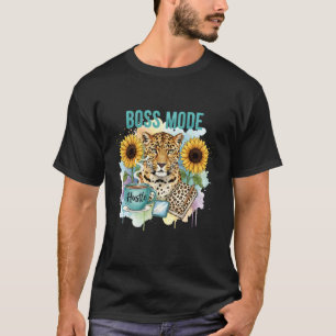 Boss Mode Design with Leopard and Sunflowers for W T-Shirt