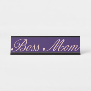 Boss Mum Funny Home Office Desk Rose Gold Name Plate