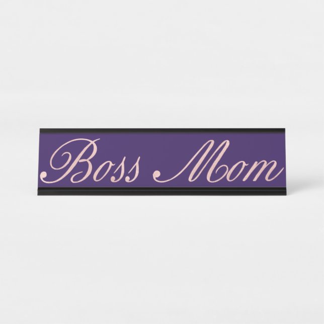 Boss Mum Funny Home Office Desk Rose Gold Name Plate (Front)