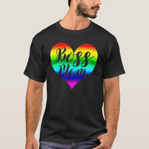 Boss Mum Rainbow Heart Mom Loves That She's In Cha T-Shirt
