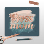 Boss Mum Trendy Copper Teal Watercolor Typography Mouse Pad<br><div class="desc">Boss Mum Trendy Copper Teal Watercolor Typography Quote with watercolor paint brush strokes background, and faux glitter foil text. Makes a perfect gift for mum on mother's day, birthdays, or holidays, or for new moms and mummy to be, or work from home and self made moms! In pretty dark teal,...</div>