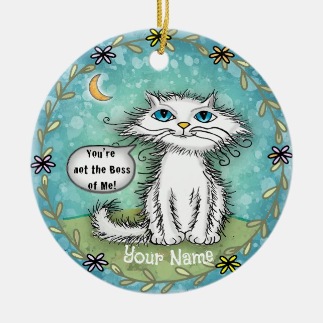 Boss of Me Scraggles Cat  Ceramic Tree Decoration (Front)