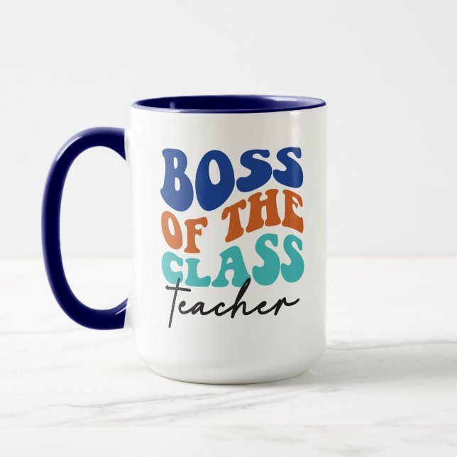Boss of the Class Teacher Wordart Mug (Left)