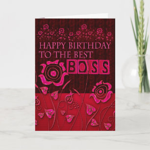 Boss pink floral birthday card