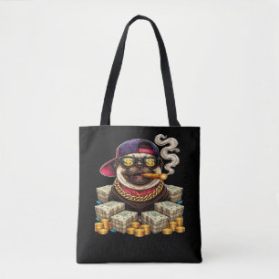 Boss Pug — Bling Pug with Cash & Cigar" Tote Bag