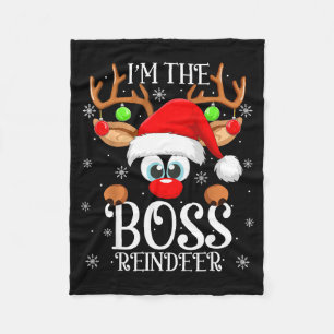 Boss Reindeer Christmas Family Matching Group Funn Fleece Blanket