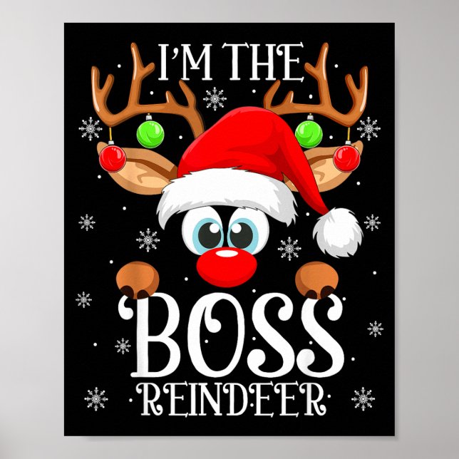 Boss Reindeer Christmas Family Matching Group Funn Poster (Front)