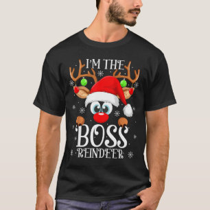 Boss Reindeer Christmas Family Matching Group Funn T-Shirt