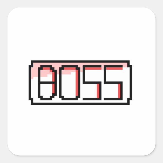 "BOSS" Retro font Square Sticker (Front)