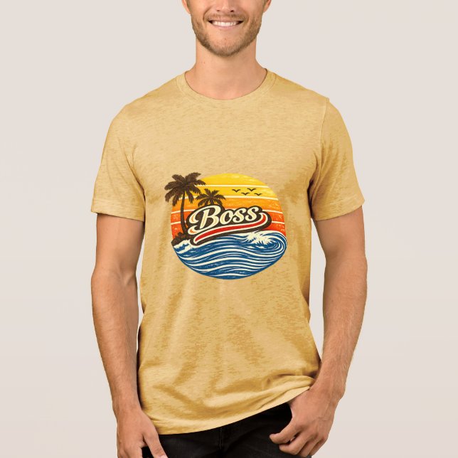 Boss Retro Sunset Design Tri-Blend Shirt (Front)