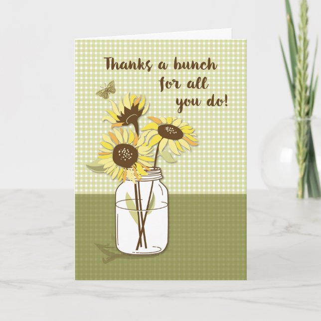 Boss’s Day from Group with Sunflowers in Mason Jar Card (Front)