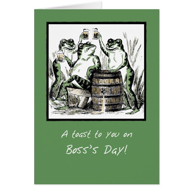 Boss’s Day Funny Frogs Toasting with Beer (Front)