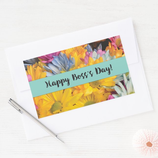 Boss’s Day Thanks Gerbera Daisies Rectangular Sticker (Envelope)