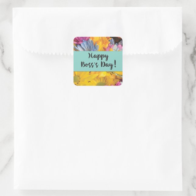 Boss’s Day Thanks Gerbera Daisies Square Sticker (Bag)