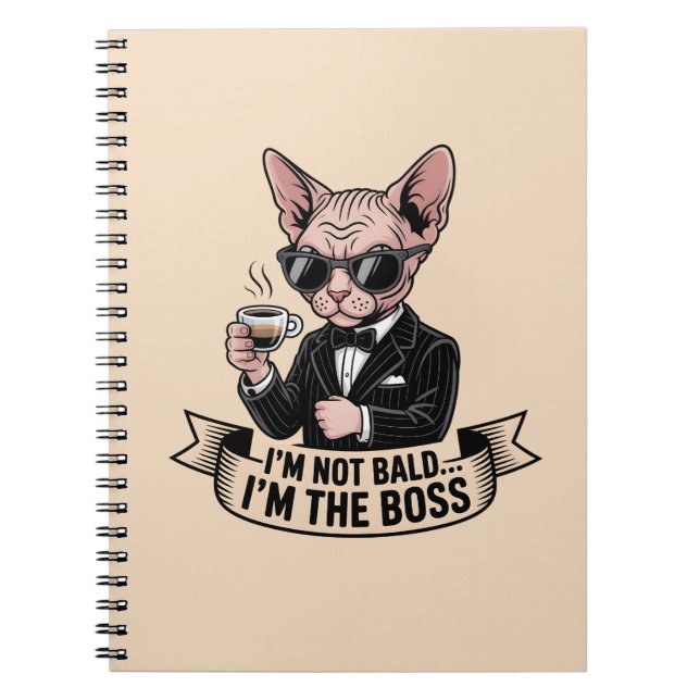 Boss Sphynx Cat Coffee Illustration Notebook (Front)
