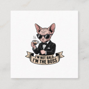 Boss Sphynx Cat Coffee Illustration Square Business Card