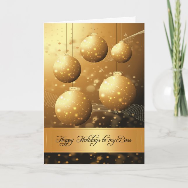 Boss stylish holiday greeting card with ornaments (Front)
