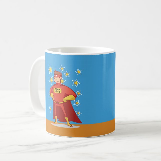 Boss Superhero on Father's Day Coffee Mug (Front Left)