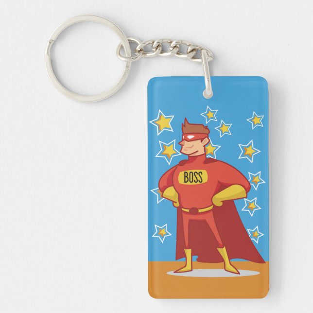 Boss Superhero on Father's Day Key Ring (Front)