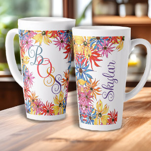Boss Title Name Illustrated Floral Latte Mug