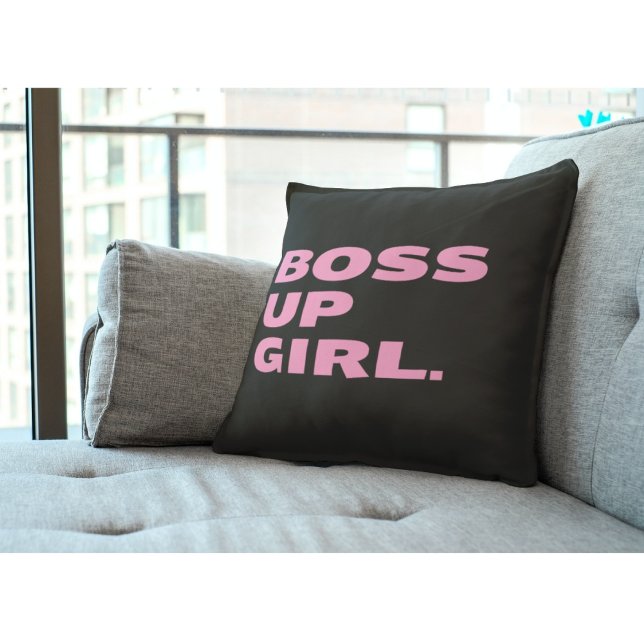 Boss up Girl Throw Pillow - Black (Creator Uploaded)