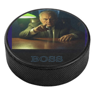 Boss w text hockey puck