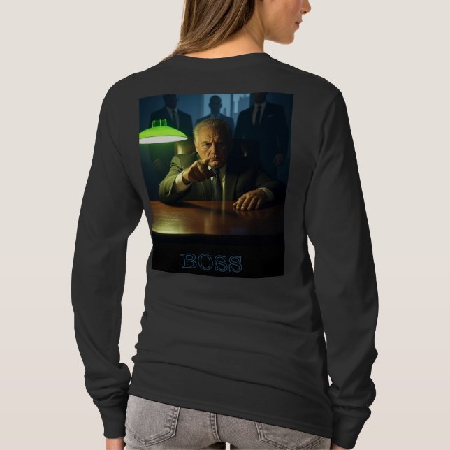 Boss w text women black long sleeve T-shirt back (Back)