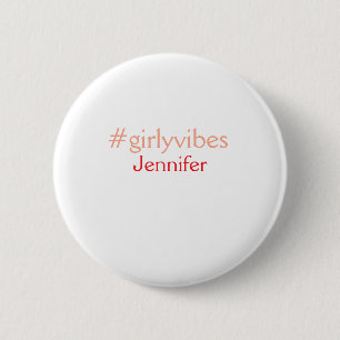 Bossbabe hashtag light pink add name girl boss 6 cm round badge