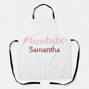 Bossbabe hashtag light pink add name girl boss apron