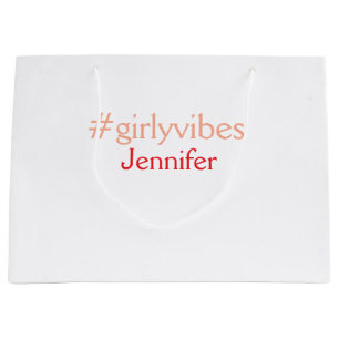 Bossbabe hashtag light pink add name girl boss large gift bag