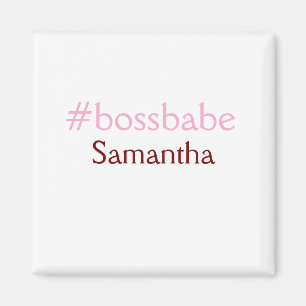 Bossbabe hashtag light pink add name girl boss  magnet